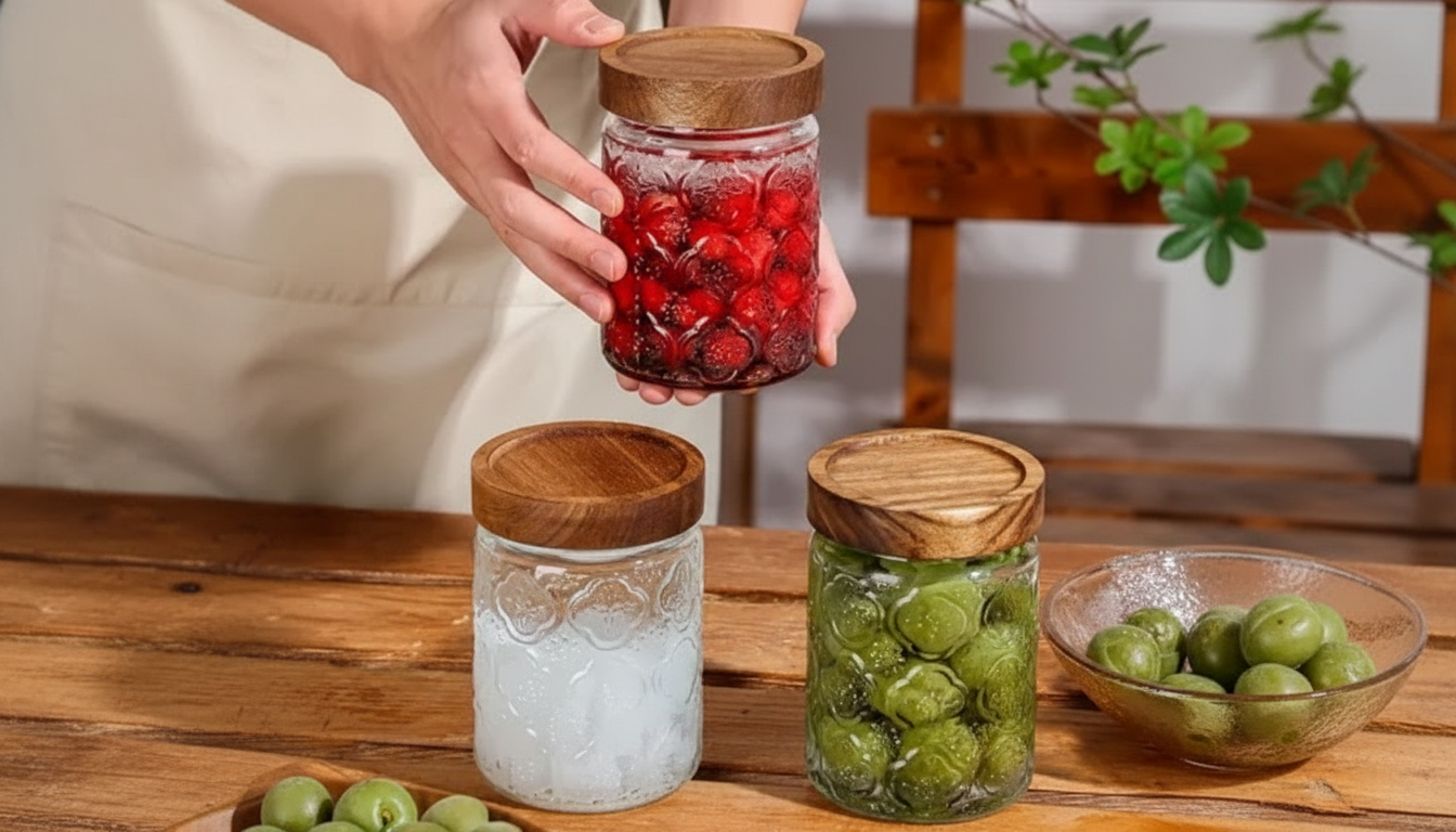 Vintage Embossed Glass Jar (23.7 oz) with Airtight Seal